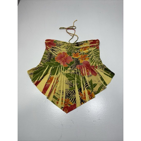 Charlotte Russe Tops - Vintage Y2k 90's Charlotte Russe‎ Women Yellow Halter Top Large Tropical Flowy